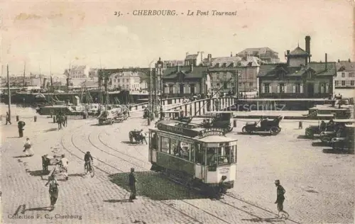 AK / Ansichtskarte CHERBOURG-Octeville 50 Manche Le Pont Tournant Tram