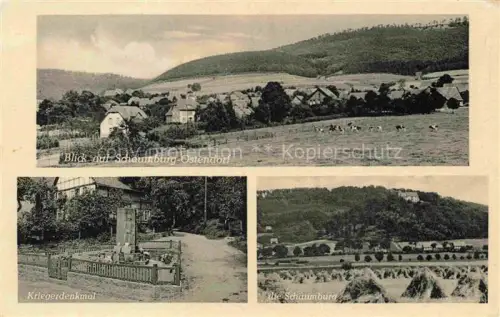 AK / Ansichtskarte Ostendorf Schaumburg Rinteln Niedersachsen Panorama Kriegerdenkmal Blick zur Schaumburg
