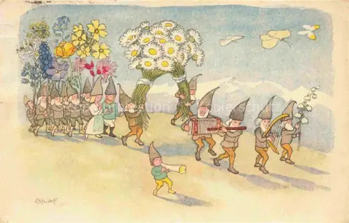 AK / Ansichtskarte KREIDOLF Ernst Kuenstlerkarte Fruehling Zwerge