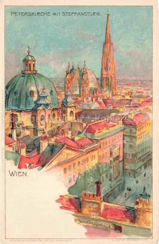 AK / Ansichtskarte JUNKER H. Karlsruhe Kuenstlerlitho Wien Peterskirche Stephansturm