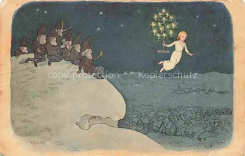 AK / Ansichtskarte KREIDOLF Ernst Kuenstlerkarte Weinacht Zwerge  Engel
