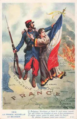 AK / Ansichtskarte Militaria France Accueille Belgique Fahne 