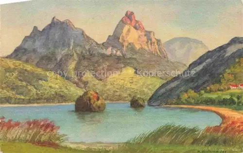 AK / Ansichtskarte HINTERMEISTER H. Kuenstlerkarte Die Mythen mit Lowerzersee