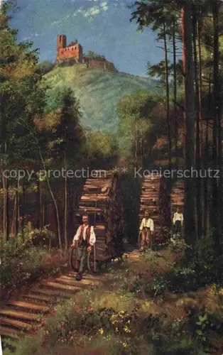 AK / Ansichtskarte HOFFMANN__Heinrich_Kuenstlerkarte Holzschlitter bei der Ruine Speaburg 