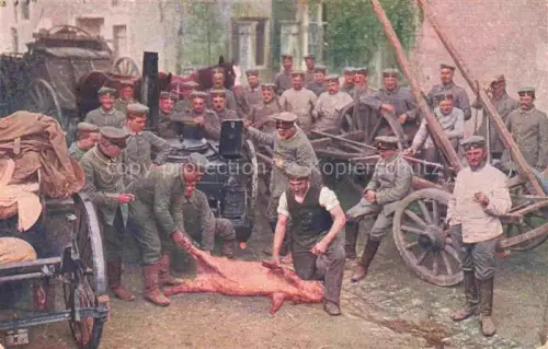 AK / Ansichtskarte Feldkueche Field Kitchen Cuisne Mobile Cucina da Campo Militaria Kriegssauplatz Nr. 102 Schlachtfest 