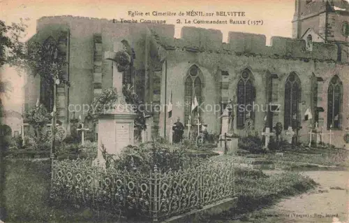 AK / Ansichtskarte Menil-sur-Belvitte EPINAL 88 Vosges Eglise et Cimetiere Tombe Commupe Le Commandant Baille