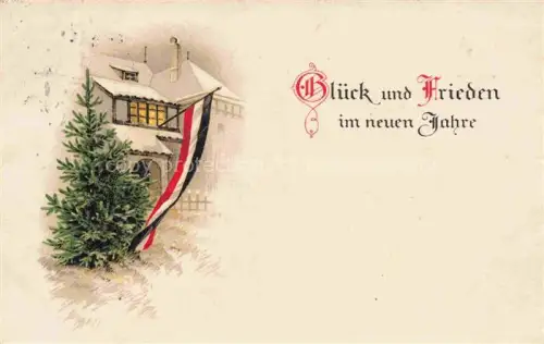 AK / Ansichtskarte SWR Schwarz Weiss Rot-Flagge Litho Neujahrsgruss 