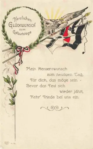 AK / Ansichtskarte SWR Schwarz Weiss Rot-Flagge Litho Geburtstag Glueckwunsch Adler