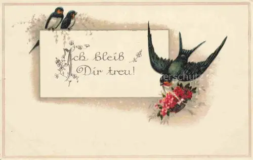 AK / Ansichtskarte Schwalben Swallow Hirondelle Golondria Voegel Birds Oiseaux Ser. 1034 ich bleib dir treu 