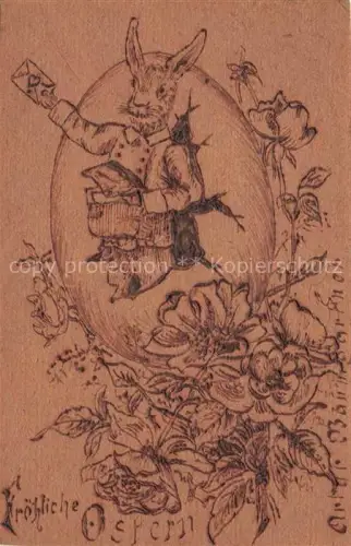 AK / Ansichtskarte Handgemalt hand-painted peint-a-la-main pintado-a-mano-- Ostern Hase Blumen Brief