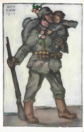 AK / Ansichtskarte KLEIN Richard Militaria Kuenstlerlitho Bayerische Kriegsinvaliden Soldat Kind
