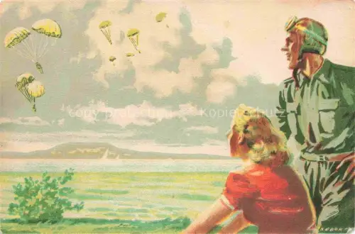 AK / Ansichtskarte Militaria Ungarn Fahlschirmspringer 