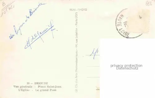 AK / Ansichtskarte BRIOUDE 43 Haute-Loire Vue generale Place Saint Jean l'Eglise Le grand Pont