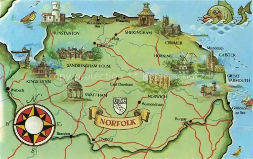 AK / Ansichtskarte Norfolk Broads UK uebersichtskarte