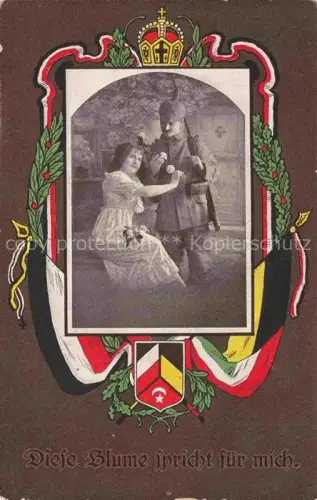 AK / Ansichtskarte SWR Schwarz Weiss Rot-Flagge Litho diese Blume spricht fuer mich Soldat