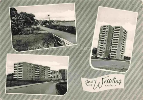 AK / Ansichtskarte Wesseling NRW Uferpromenade am Rhein Hochhaus Wohnsiedlung