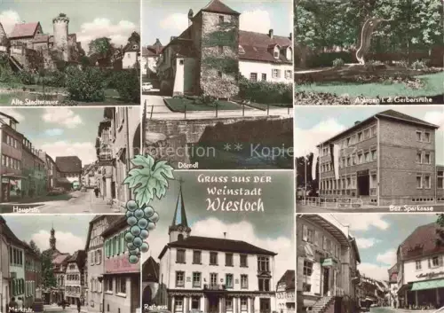 AK / Ansichtskarte Wiesloch HEIIDELBERG BW Alte Stadtmauer Doerndl Anlagen Gerbersruhe Hauptstrasse Sparkasse Marktstrasse Rathaus