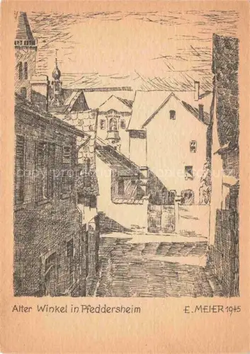 AK / Ansichtskarte Pfeddersheim Alter Winkel Serie Das alte Rheinhessen Federzeichnungen von Erich Meier Kuenstlerkarte