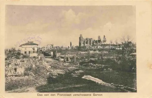 AK / Ansichtskarte Servon-Melzicourt Sainte-Menehould 51 Marne Das von den Franzosen zerschossene Dorf Truemmer 1. Weltkrieg