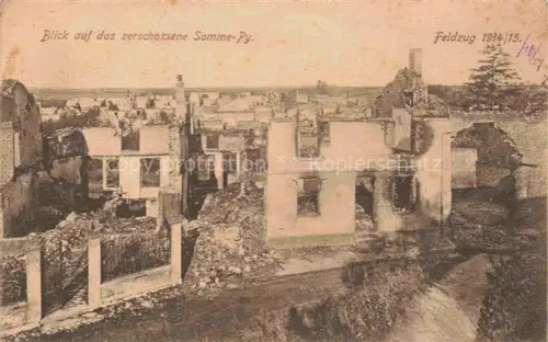 AK / Ansichtskarte Somme-Py-Tahure Sainte-Menehould 51 Marne Blick auf die zerschossene Stadt Feldzug 1914/15 Truemmer 1. Weltkrieg