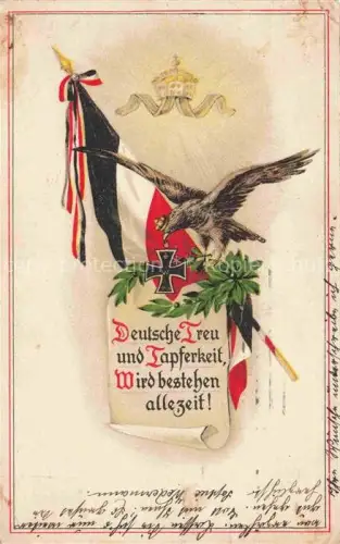 AK / Ansichtskarte SWR Schwarz Weiss Rot-Flagge Litho Adler Deutsche Treu