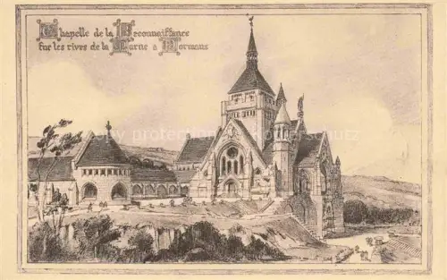 AK / Ansichtskarte Dormans Epernay 51 Marne Chapelle de la Reconnaissance sur les rives de la Marne Dessin Kuenstlerkarte