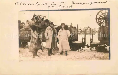 AK / Ansichtskarte Pinsk Belarus WK1 Soldaten Pelzmaentel