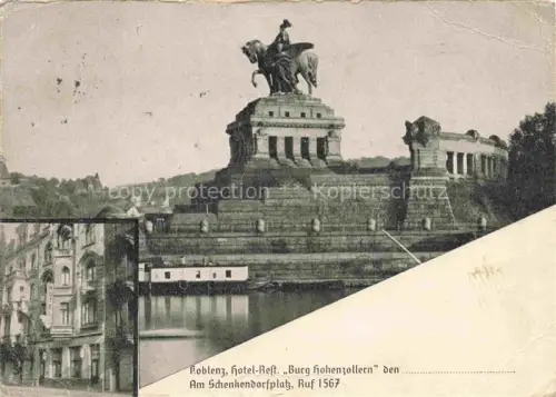 AK / Ansichtskarte KOBLENZ  Rhein Denkmal Kaiser Wilhelm I Hotel Restaurant Burg Hohenzollern