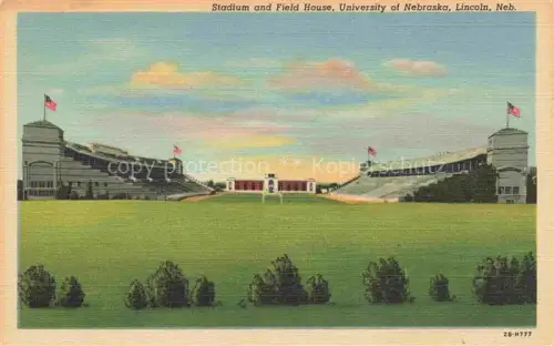 AK / Ansichtskarte Lincoln Nebraska USA Stadium and Field House University of Nebraska Illustration