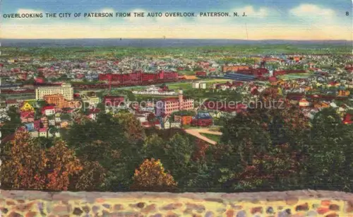 AK / Ansichtskarte Paterson New Jersey USA Overlooking the city from the auto overlook Illustration