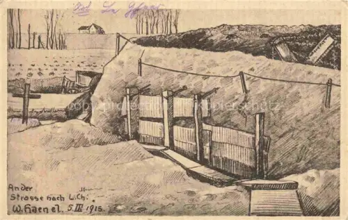 AK / Ansichtskarte La Chaussee-sur-Marne Vitry-le-Francois 51 Marne Schuetzengraben an der Strasse nach La-Chaussee-sur-Marne W. Haen Zeichnung