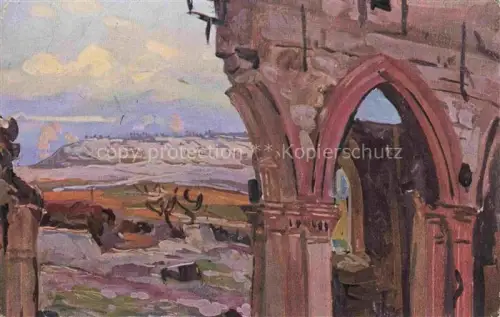 AK / Ansichtskarte Cernay-les-Reims REIMS 51 Marne Blick durch die Truemmer der Kirche auf den Kanonenberg Ruines Grande Guerre Truemmer 1. Weltkrieg Ernst Vollbehrs Kriegstagebuch Bei der Heeresgruppe Kronprinz Kuenstlerkarte