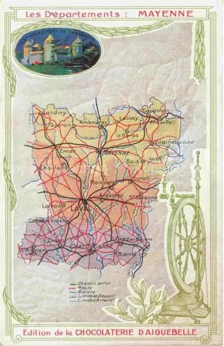 AK / Ansichtskarte Mayenne 53 Mayenne Carte du départment Mayenne Edition de la Chocolaterie d'Aiguebelle