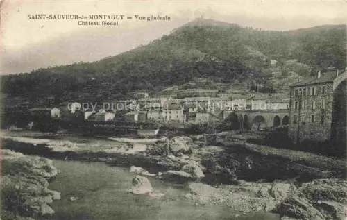 AK / Ansichtskarte Saint-Sauveur-de-Montagut Vue générale Château féodal