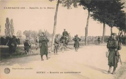 AK / Ansichtskarte Ecury-le-Repos Chalons-en-Champagne 51 Marne Rentrée au cantonnement Bataille de la Marne