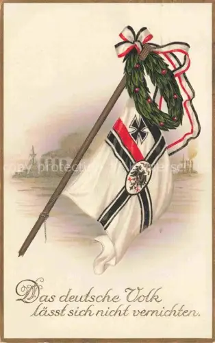 AK / Ansichtskarte SWR Schwarz Weiss Rot-Flagge Litho das deutsche Volk laesst sich nicht vernichten 