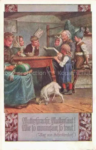 AK / Ansichtskarte Schulverein Deutscher Nr. 792 Kinder Oma Laemmchen Litho