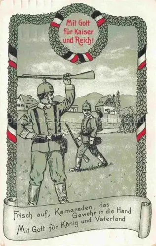 AK / Ansichtskarte SWR Schwarz Weiss Rot-Flagge Litho mit Gott fuer Koenig Vaterland Soldaten 