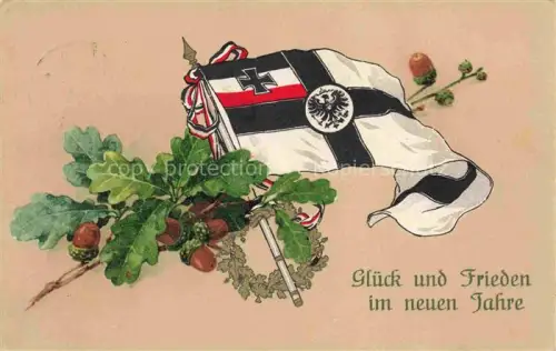 AK / Ansichtskarte SWR Schwarz Weiss Rot-Flagge Litho Neujahrsgruss