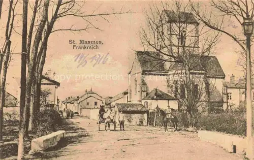 AK / Ansichtskarte St-Masmes REIMS 51 Marne Hauptstrasse mit Kirche