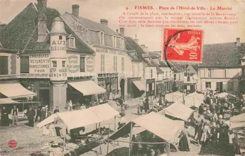 AK / Ansichtskarte Fismes REIMS 51 Marne Place de l'Hôtel de Ville le marché