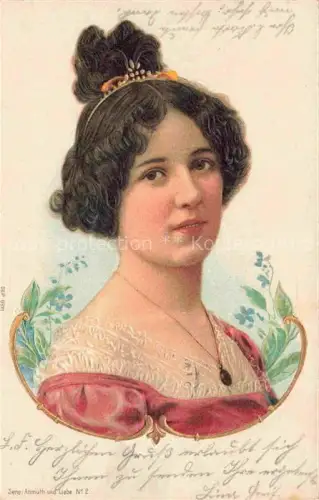 AK / Ansichtskarte Friseur Barbier Coiffeur Barber-- Anmuth und Liebe Nr. 2 Litho Frau 