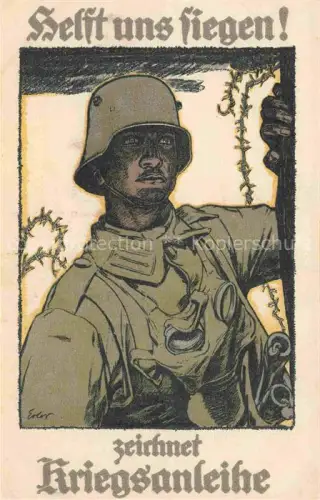 AK / Ansichtskarte Militaria WK1 zeichnet Kriegsanleihe Helft uns Fliegen Soldat