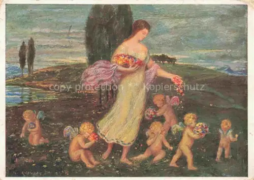 AK / Ansichtskarte KRENZER O. Kuenstlerkarte Flora Nr. 6521 Kinder Engel Litho