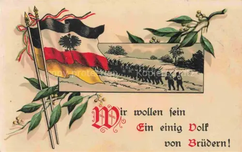 AK / Ansichtskarte SWR Schwarz Weiss Rot-Flagge Litho Soldaten 