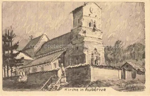 AK / Ansichtskarte Auberive  -sur-Suippe REIMS 51 Marne Kirche Kuenstlerkarte