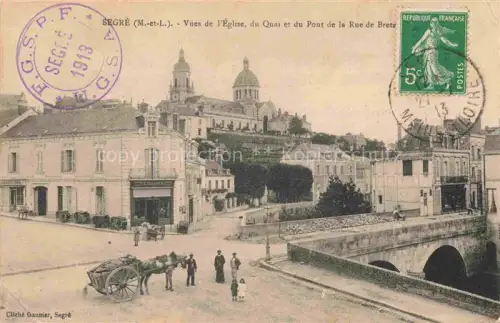 AK / Ansichtskarte Segre 49 Maine-et-Loire Vues de l'église Quai Pont