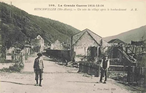 AK / Ansichtskarte Bitschwiller-les-Thann Bitschweiler 68 Haut-Rhin Un coin du village après le bombardement Ruines Grande Guerre Truemmer 1. Weltkrieg