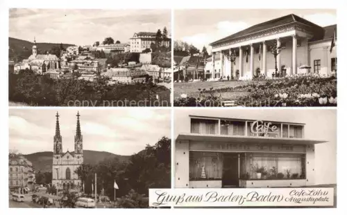 AK / Ansichtskarte BADEN-BADEN Teilansicht Kirche Casino Café Loehv Augustaplatz