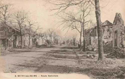 AK / Ansichtskarte Witry-les-Reims 51 Marne Route Nationale Ruines Grande Guerre Truemmer 1. Weltkrieg